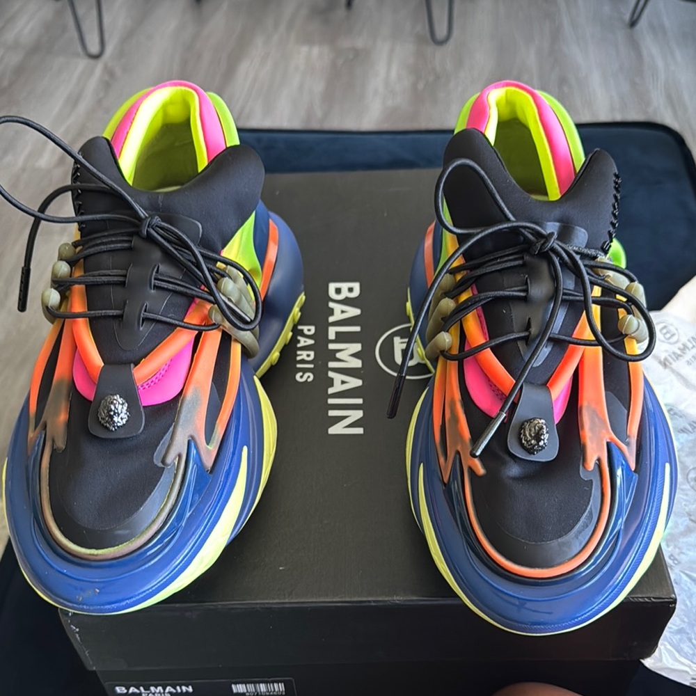 Balmain Black and Neon Sneakers